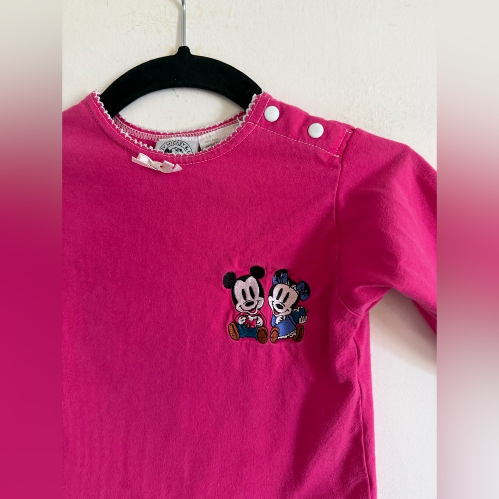 Vintage Baby Mickey & Co Mickey Mouse Minnie Mouse Pink Long Sleeve Top size 18M - Picture 3 of 5